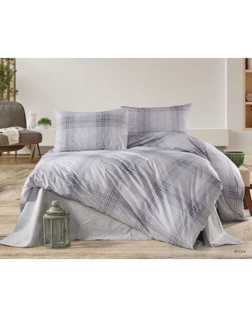 Bettbezug-Set mit 2 grauen Baumwollkissenbezügen - 200x200 cm