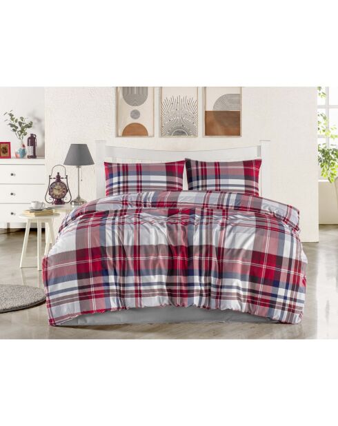 Parure housse de couette avec un taie d'oreiller en coton imprimé rouge - 140x200 cm