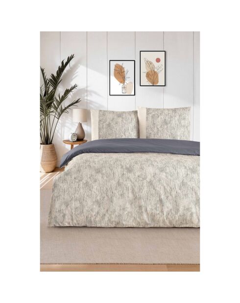 Beige katoenen dekbedovertrekset met 2 kussenslopen