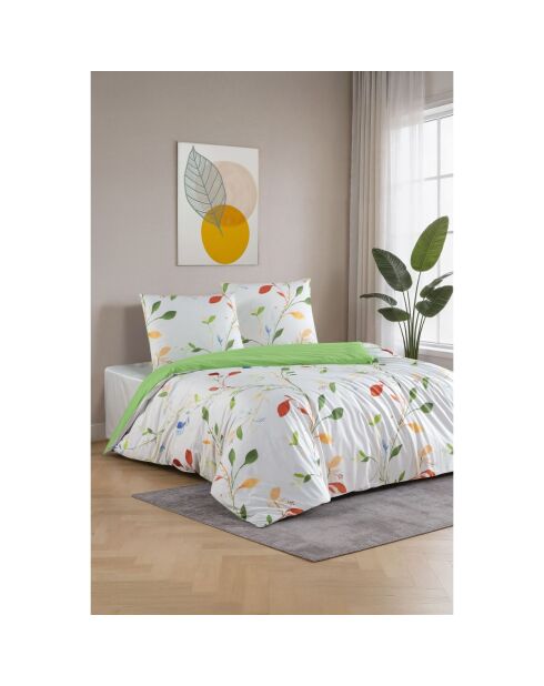 Mehrfarbig bedrucktes Bettbezug-Set aus Baumwolle mit Kissenbezug - 140x200 cm