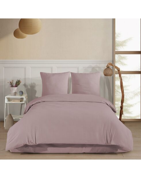 Parure de lit avec 2 taies d'oreiller Flanelle de coton rose - 260x240 cm