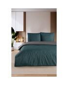 Juego de funda de edredón de algodón estampado verde con 2 fundas de almohada