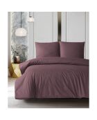 Parure housse de couette avec 2 taies d'oreiller en coton mauve - 200x200 cm