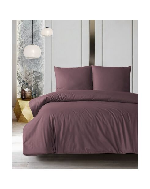 Parure housse de couette avec 2 taies d'oreiller en coton mauve - 200x200 cm