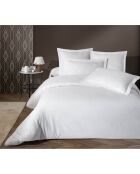 Juego de funda nórdica con 2 fundas de almohada de algodón a rayas blancas, 200 x 200 cm