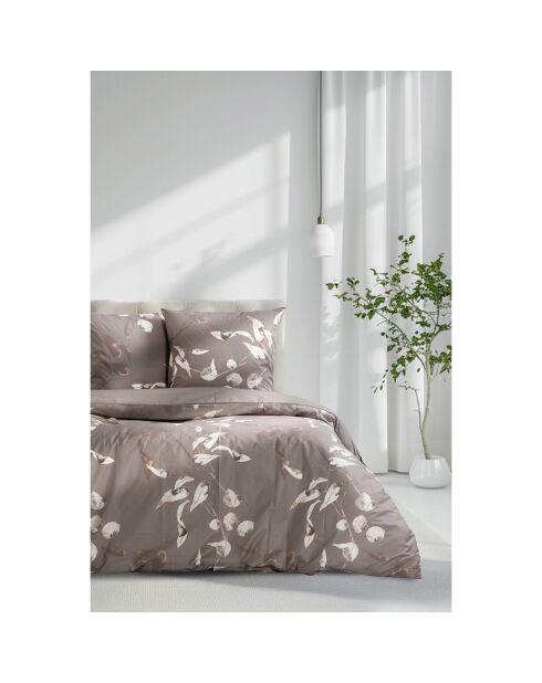 Tivory Bettbezug aus bedruckter Baumwolle mit Kissenbezug, 140 x 200 cm, beige