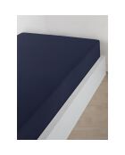 Marineblaues Spannbetttuch aus Baumwolljersey