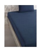 Marineblauw hoeslaken van katoengaas