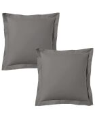 Set de 2 fundas de almohada de satén de algodón gris