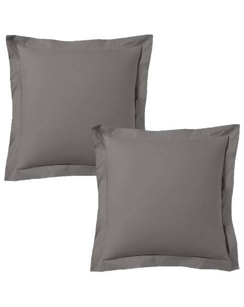 Lot de 2 taies d'oreiller satin de coton gris