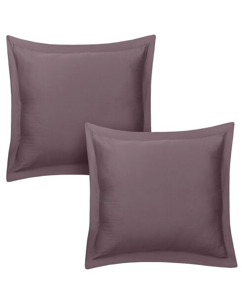 Lot de 2 taies d'oreiller en coton mauve - 63x63 cm
