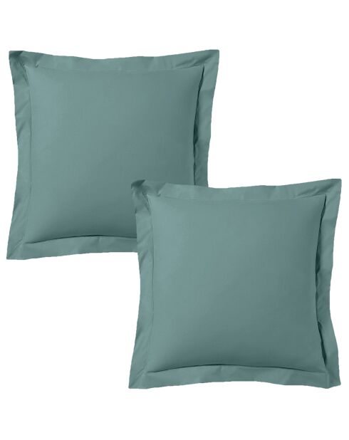 Lot de 2 taies d'oreiller satin de coton céladon