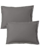 Set de 2 fundas de almohada de satén de algodón gris