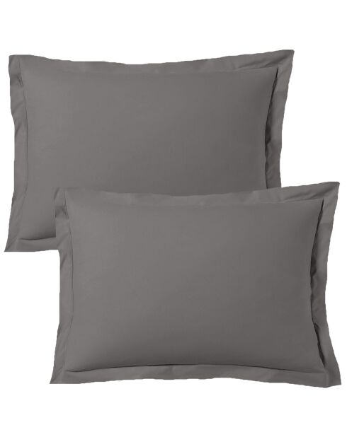 Lot de 2 taies d'oreiller satin de coton gris