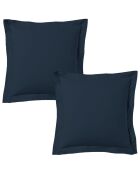 Lot de 2 taies d'oreiller satin de coton bleu foncé