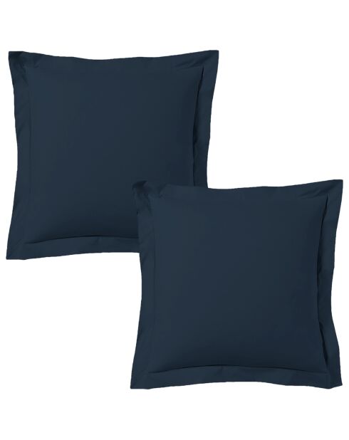 Lot de 2 taies d'oreiller satin de coton bleu foncé