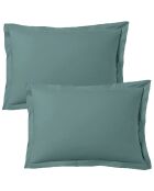 Lot de 2 taies d'oreiller satin de coton céladon
