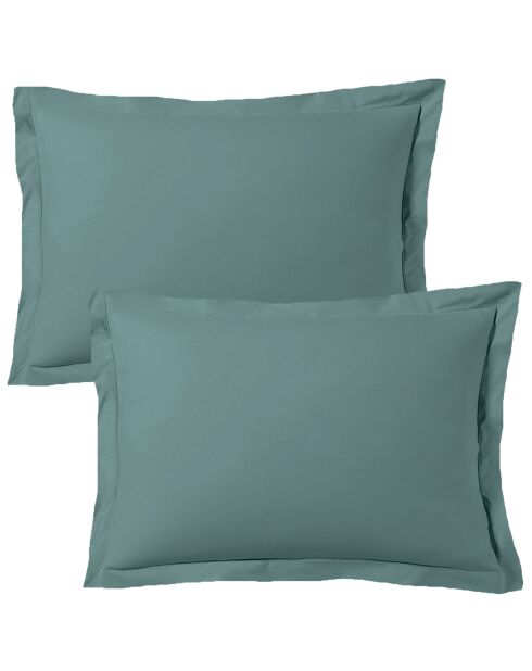Lot de 2 taies d'oreiller satin de coton céladon