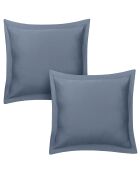 Set mit 2 blauen Kissenbezügen aus Baumwollsatin