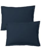 Lot de 2 taies d'oreiller satin de coton bleu foncé