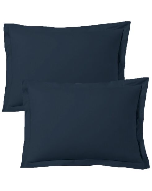 Lot de 2 taies d'oreiller satin de coton bleu foncé