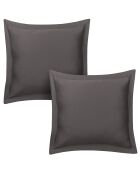Set aus 2 Kissenbezügen aus kohlefarbener Baumwolle, 63 x 63 cm