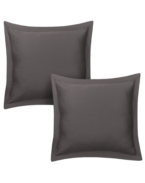 Set aus 2 Kissenbezügen aus kohlefarbener Baumwolle, 63 x 63 cm