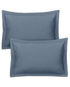 Set mit 2 blauen Kissenbezügen aus Baumwollsatin