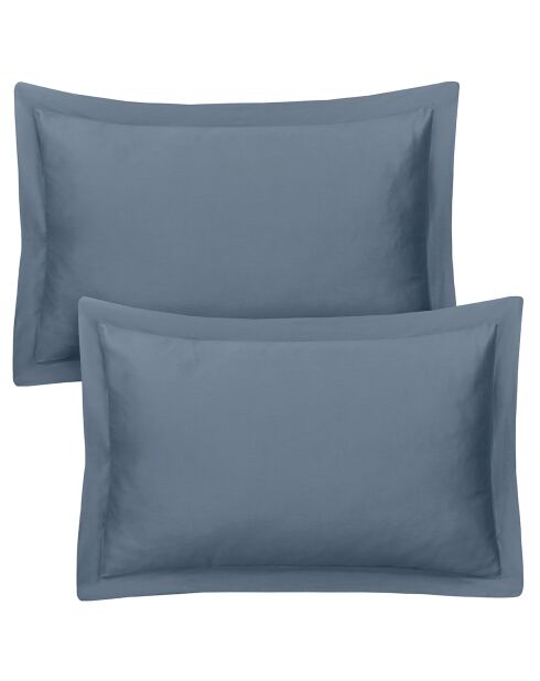 Lot de 2 taies d'oreiller satin de coton bleu