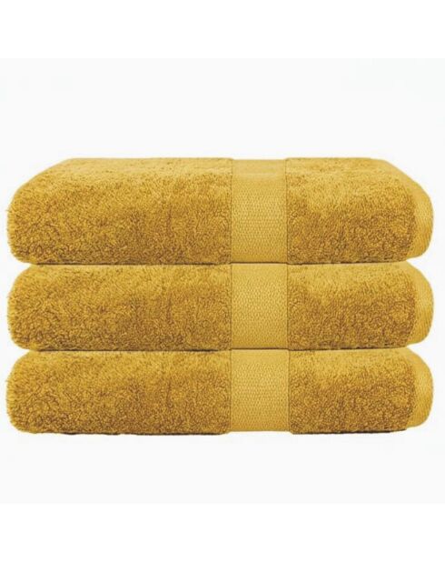 Lot de 3 draps de bain en coton safran - 70x130 cm