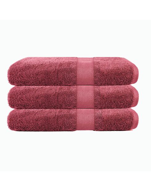 Lot de 3 maxi draps de bain en coton bordeaux - 100x150 cm