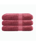 Lot de 3 draps de bain en coton bordeaux - 70x130 cm