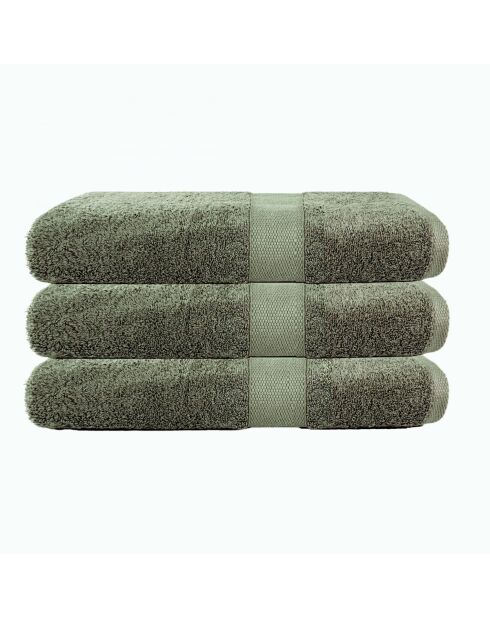 Set de 3 toallas de baño de algodón verde - 70x130 cm