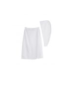 Set pareo e asciugamano per capelli in cotone bianco - 70x145 cm