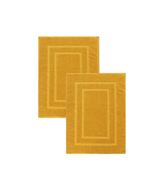 Set de 2 alfombrillas de baño de esponja de algodón azafrán, 50 x 70 cm