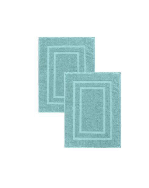 Set de 2 alfombrillas de baño de esponja de algodón verde celadón, 50 x 70 cm