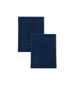Set de 2 alfombrillas de baño de esponja de algodón azul marino, 50 x 70 cm