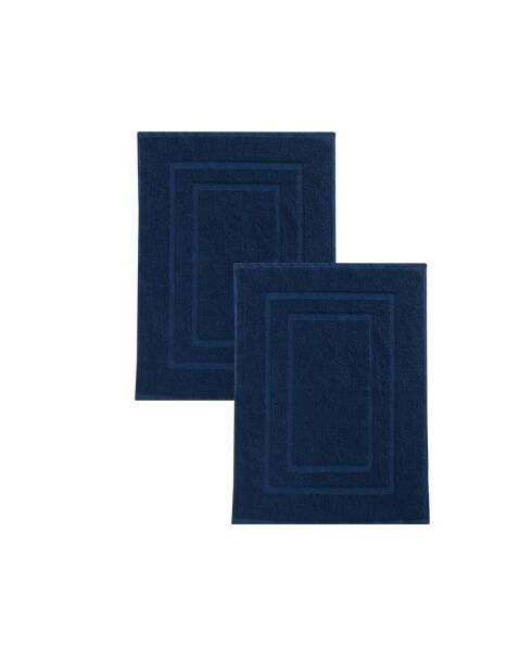 Set de 2 alfombrillas de baño de esponja de algodón azul marino, 50 x 70 cm