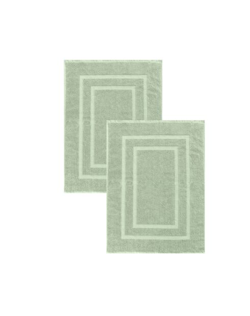Lot de 2 Tapis de bain éponge en coton vert tilleul - 50x70 cm