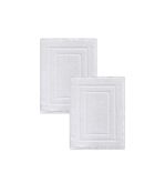 Lot de 2 Tapis de bain éponge en coton blanc - 50x70 cm