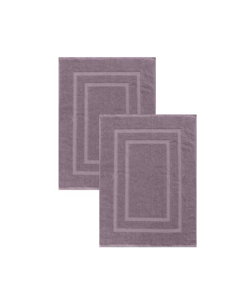 Lot de 2 Tapis de bain éponge en coton violet - 50x70 cm