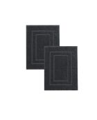 Lot de 2 Tapis de bain éponge en coton anthracite - 50x70 cm