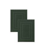 Lot de 2 Tapis de bain éponge en coton vert olive - 50x70 cm