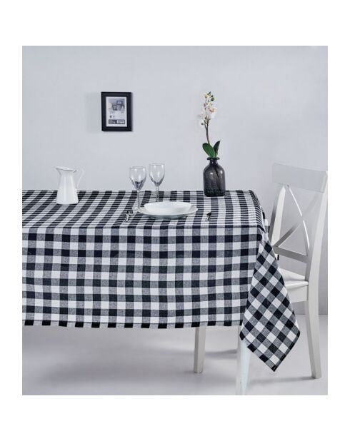 Nappe en coton Carreaux noire - 150x200 cm