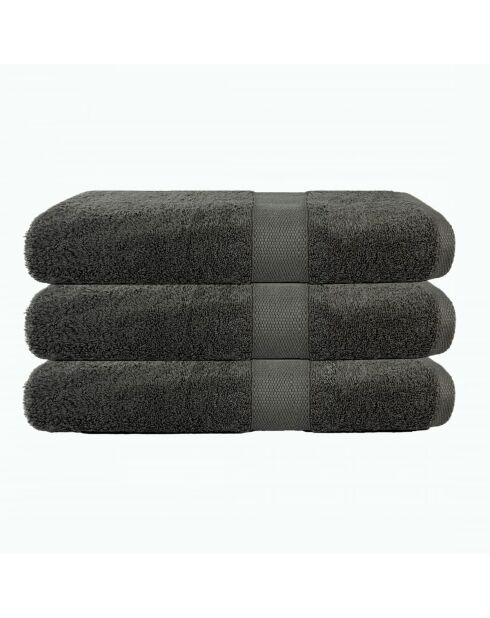Lot de 3 maxi draps de bain en coton anthracite - 100x150 cm