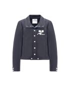 Blouson Iconique Logo Poitrine en Vinyle – Courrèges – Bleu Denim