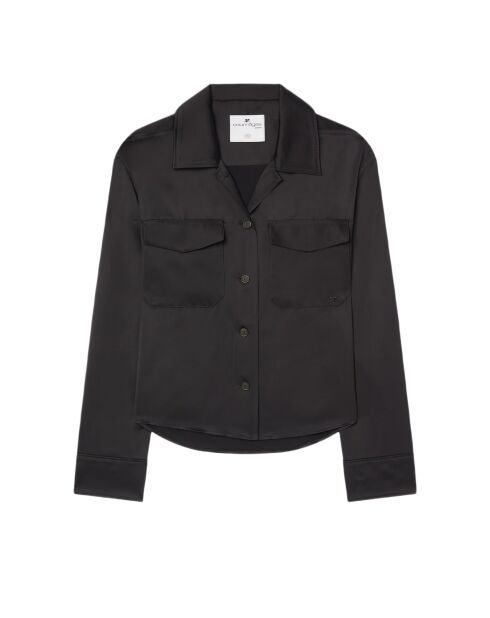 Chemise 2 Poches en Satin – Courrèges – Noir