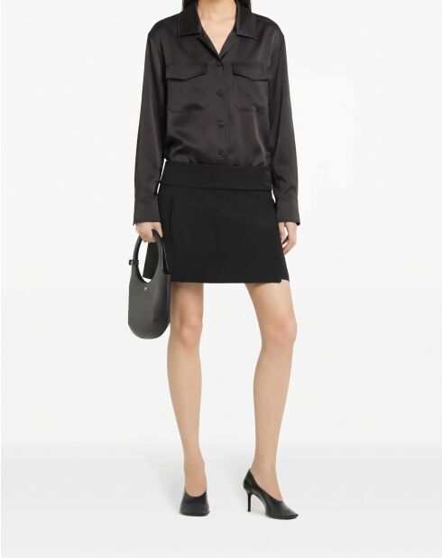Chemise 2 Poches en Satin – Courrèges – Noir