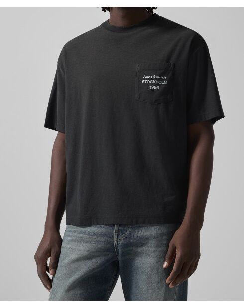 T-Shirt Exford Logo Poche – Acne Studios – Noir Délavé