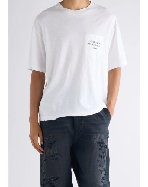 T-Shirt Exford Logo Poche – Acne Studios – Blanc Cassé